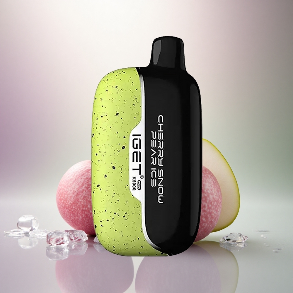 IGET Moon K5000 Puffs Ķiršu Sniega Bumbieris Ledus ar 5000 Puffiem, PC materiāls, 1,35 Ohm Mesh spole