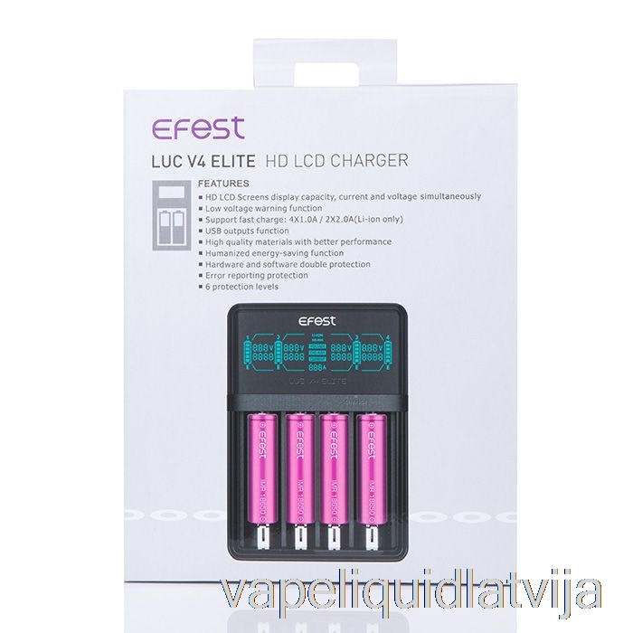 Efest Luc V4 Elite HD LCD Lādētājs Vape šķidrums