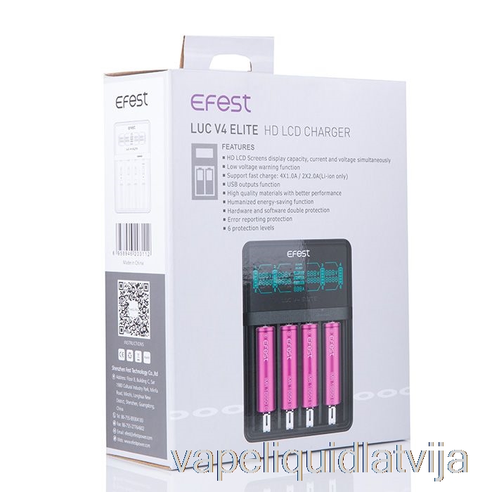Efest Luc V4 Elite HD LCD Lādētājs Vape šķidrums
