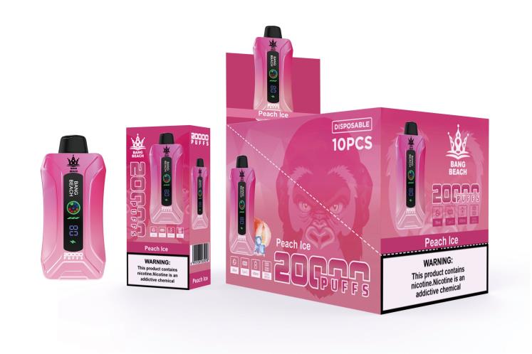 Vape Latvija - Bang Beach 20 000 uzpūtienu viedā ekrāna vape J8F2F9 persiku ledus