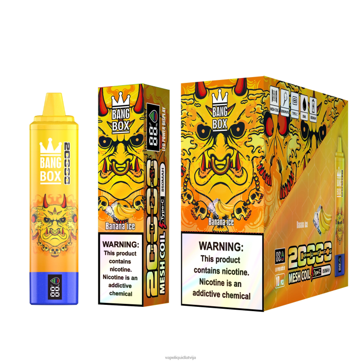 Vape Latvija - Bang Box 20000 uzpūtienu viedais ekrāns J8F2F57 banānu ledus