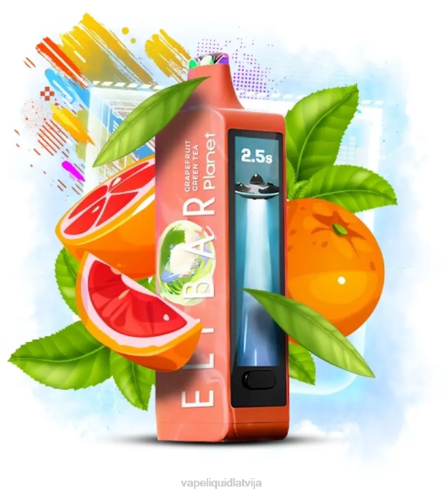 Vape Latvija - Elf Bar Planet 25 000 greipfrūtu zaļā tēja VRTJ17
