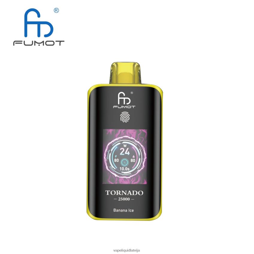 Vape Latvija - banānu ledus Fumot Tornado 25000 vienreizējās lietošanas vape LZNL681