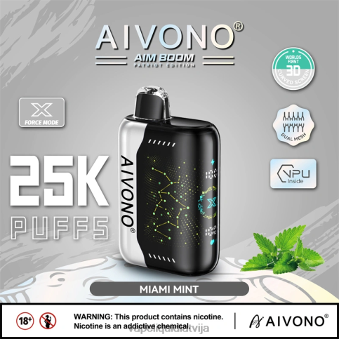 Vape Latvija - maiami piparmētra Aivono AIM BOOM 25 000 8VNV4349
