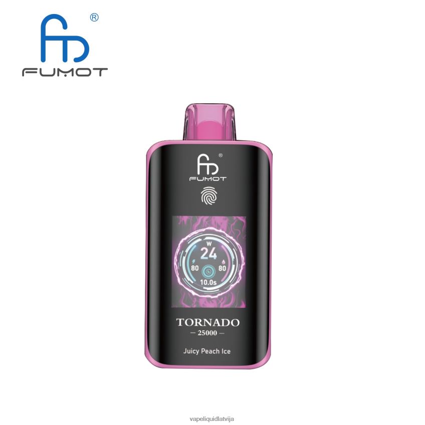 Vape Latvija - sulīgs persiku ledus Fumot Tornado 25000 vienreizējās lietošanas vape LZNL687