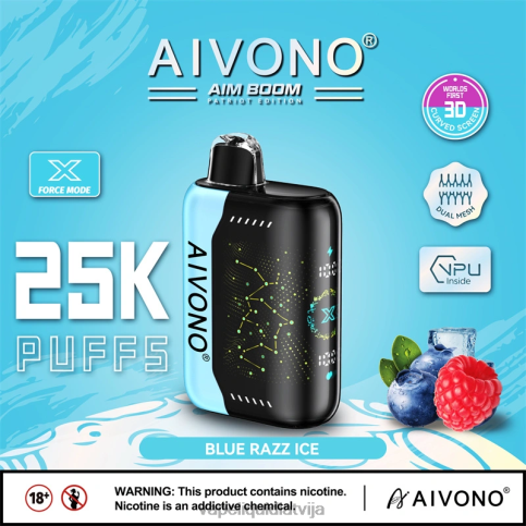 Vape Latvija - zils razz ledus Aivono AIM BOOM 25 000 8VNV4345