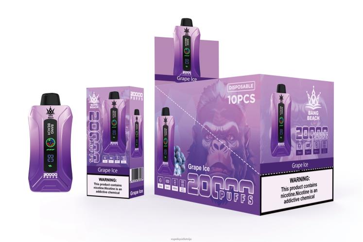 Vape Liquid - Bang Beach 20 000 uzpūtienu viedā ekrāna vape J8F2F10 vīnogu ledus