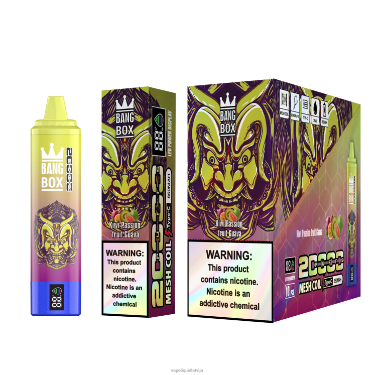 Vape Liquid - Bang Box 20000 uzpūtienu viedais ekrāns J8F2F50 kivi marakujas gvajava
