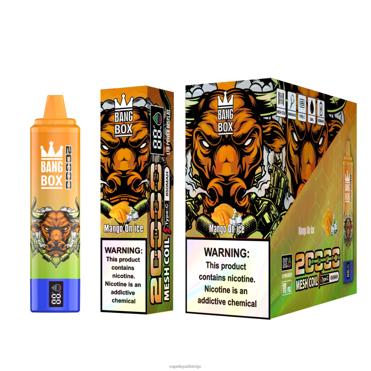 Vape Liquid - Bang Box 20000 uzpūtienu viedais ekrāns J8F2F54 mango uz ledus