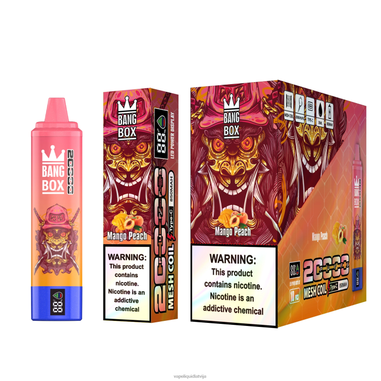 Vape Liquid - Bang Box 20000 uzpūtienu viedais ekrāns J8F2F58 mango persiks