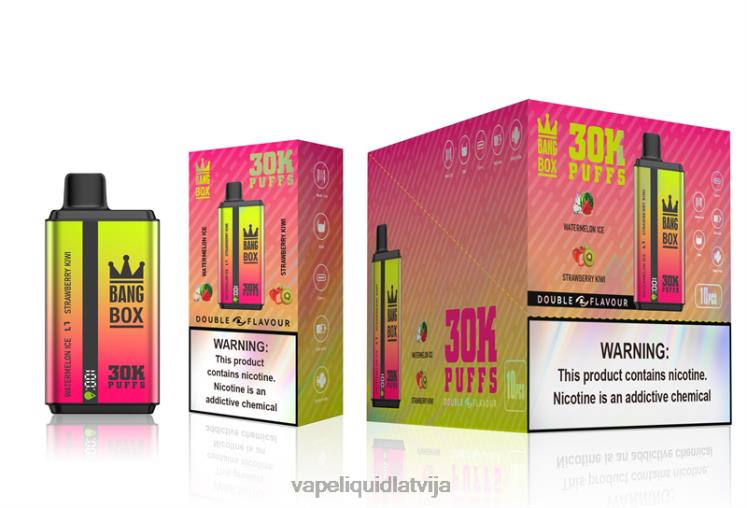 Vape Liquid - Bang Box 30 000 uzpūtienu dubultās garšas J8F2F62 arbūzu ledus un zemeņu kivi