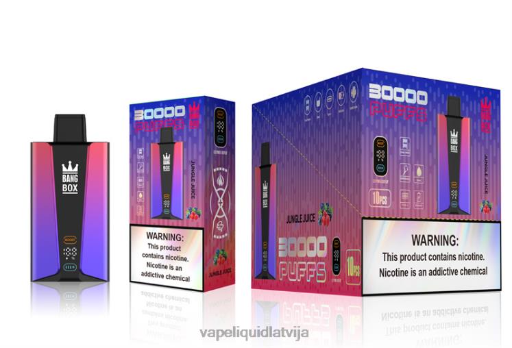 Vape Liquid - Bang Box 30 000 uzpūtienu viedais ekrāns J8F2F78 džungļu sula