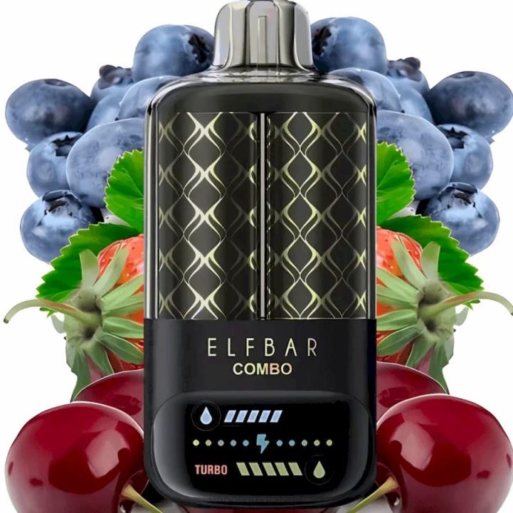 Vape Liquid - Elf Bar Combo 25 000 melleņu skābo aveņu un ķiršu VRTJ2