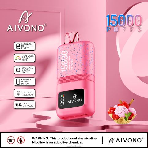 Vape Liquid - zemeņu saldējums Aivono AIM magic 15 000 8VNV466