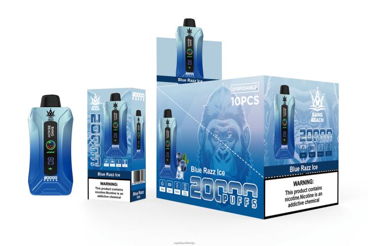 Vape Shop Riga - Bang Beach 20 000 uzpūtienu viedā ekrāna vape J8F2F11 zils razz ledus