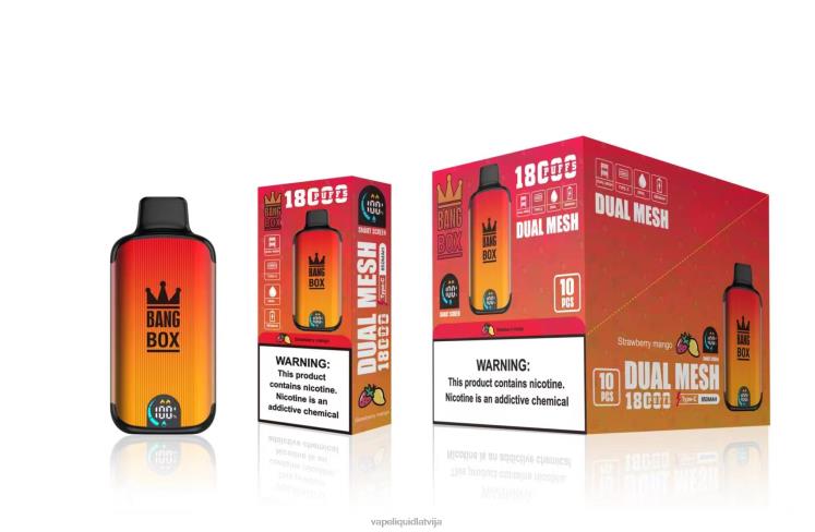 Vape Shop Riga - Bang Box 18000 uzpūtienu J8F2F99 zemeņu mango