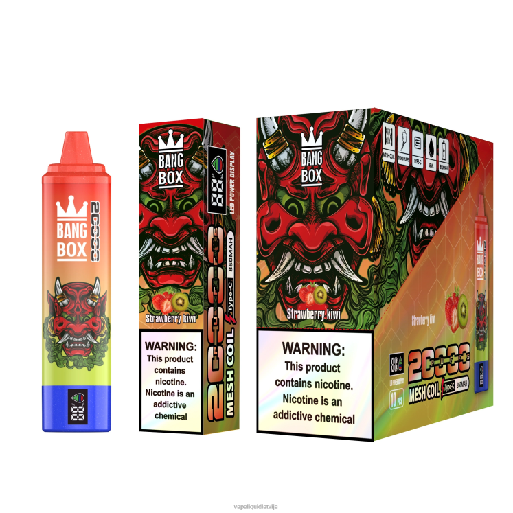 Vape Shop Riga - Bang Box 20000 uzpūtienu viedais ekrāns J8F2F51 zemeņu kivi
