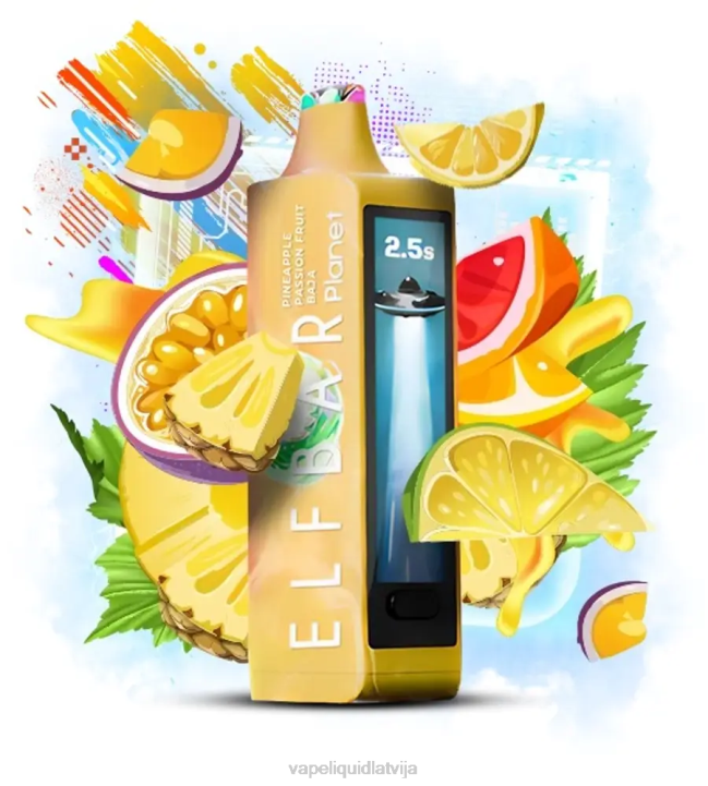 Vape Shop Riga - Elf Bar Planet 25 000 ananāsu pasifloras auglis baja VRTJ27
