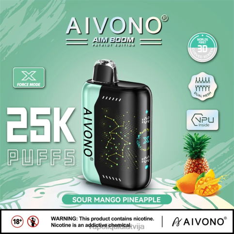Vape Shop Riga - skābs mango ananāss Aivono AIM BOOM 25 000 8VNV4351