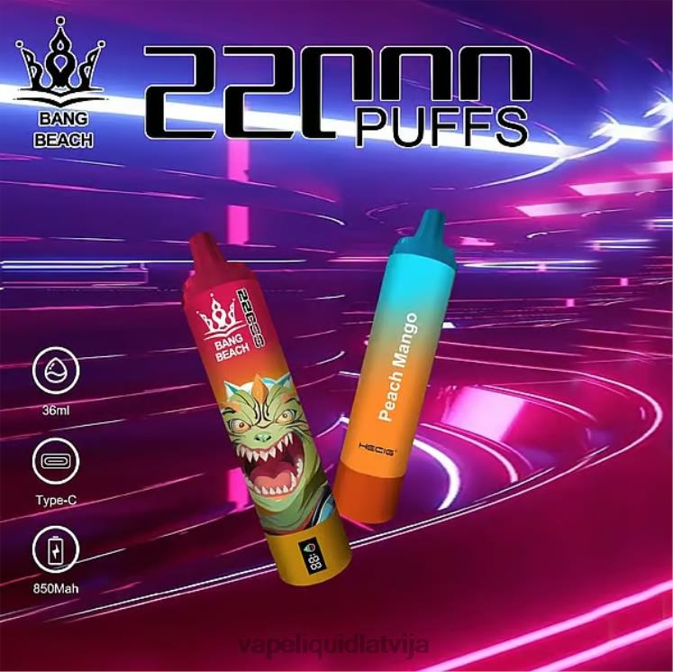 Vape Šķidrumi - Bang Beach 22000 uzpūtienu viedais ekrāns J8F2F24 persiku mango