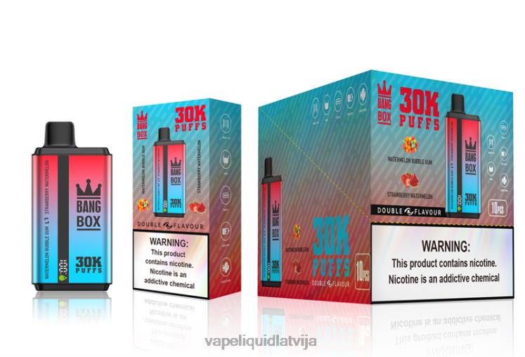 Vape Šķidrumi - Bang Box 30 000 uzpūtienu dubultās garšas J8F2F68 arbūzu gumija un zemeņu arbūzs