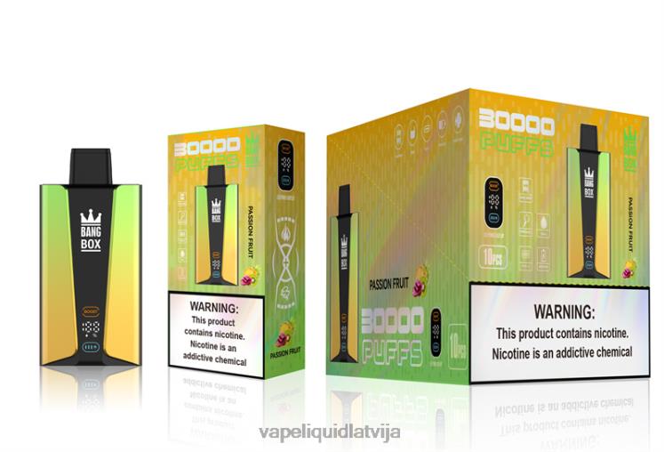 Vape Šķidrumi - Bang Box 30 000 uzpūtienu viedais ekrāns J8F2F84 pasifloras auglis