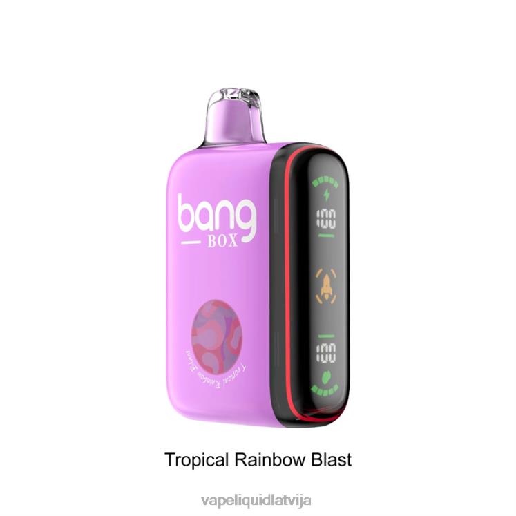 Vape Šķidrumi - Bang Box 9000-18000 uzpūtienu viedais jaudas displejs J8F2F36 tropu varavīksnes sprādziens