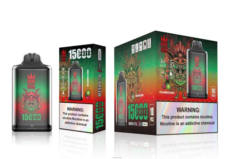 Vape Šķidrumi - Bang Box s1-15000 uzpūtienu J8F2F100 zemeņu kivi