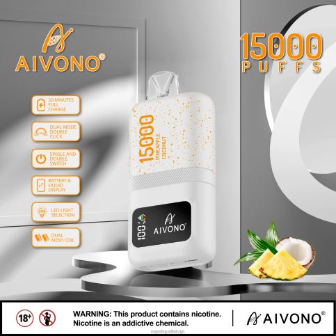 Vape Šķidrumi - ananāsu kokosrieksts Aivono AIM magic 15 000 8VNV472
