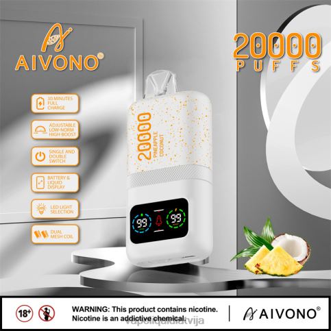 Vape Šķidrumi - ananāsu kokosriekstu ledus Aivono AIM magic 20 000 8VNV476