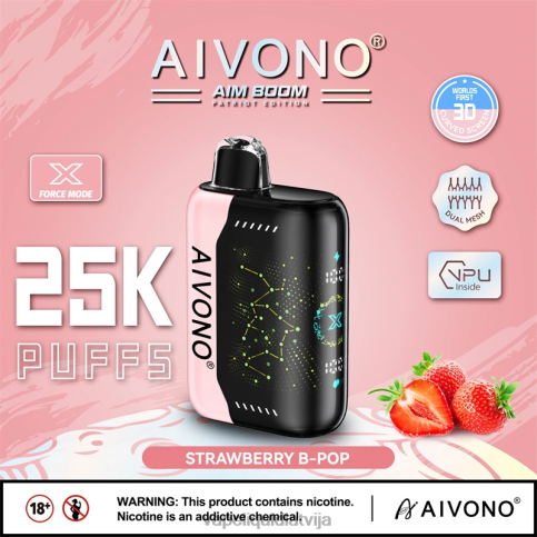 Vape Šķidrumi - zemeņu b-pop Aivono AIM BOOM 25 000 8VNV4352