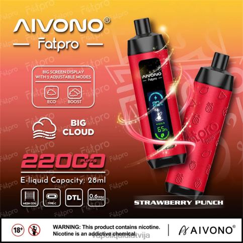 Vape Šķidrumi - zemeņu puns Aivono Fatpro 22000 8VNV48