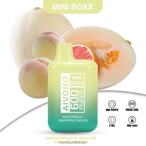 Vape Latvija - baltā persiku greipfrūta melone Aivono AIM MINI BOXX 600 8VNV4241