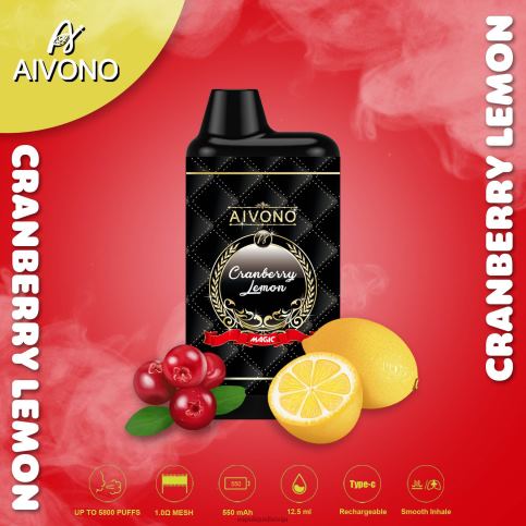 Vape Latvija - dzērveņu citrons Aivono AIM MAGIC 5800 mouth box cigarete 8VNV489