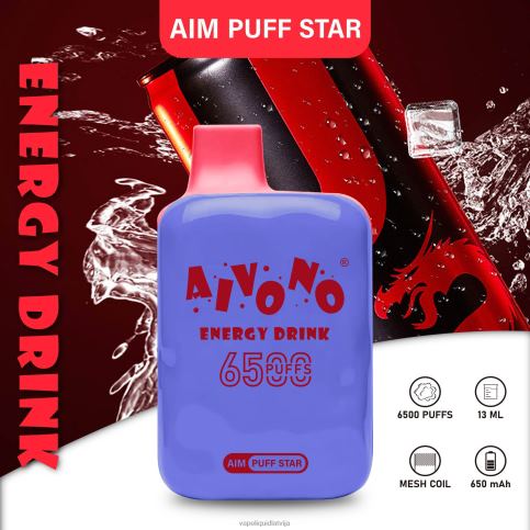 Vape Latvija - enerģijas dzēriens Aivono AIM PUFF STAR 6500 8VNV4293