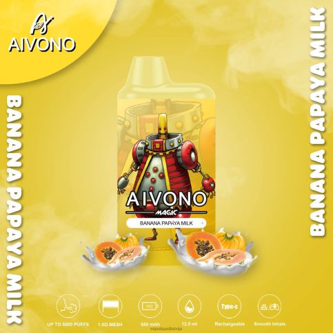 Vape Liquid - banānu papaijas piens Aivono AIM MAGIC 5800 mouth box cigarete 8VNV494