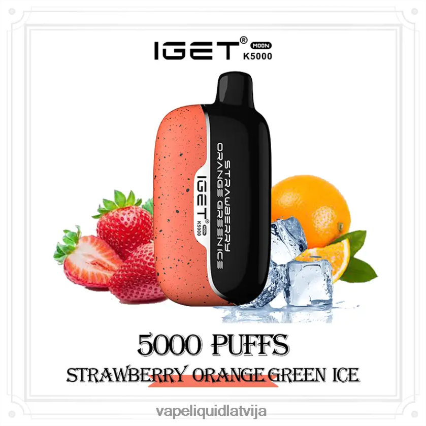 Vape Liquid - zemeņu apelsīnu zaļais ledus IGET Moon K5000 4JNRZV12