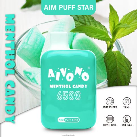 Vape Shop Riga - mentola konfektes Aivono AIM PUFF STAR 6500 8VNV4295