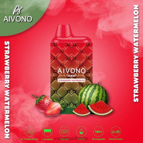 Vape Shop Riga - zemeņu arbūzs Aivono AIM MAGIC 5800 mouth box cigarete 8VNV499