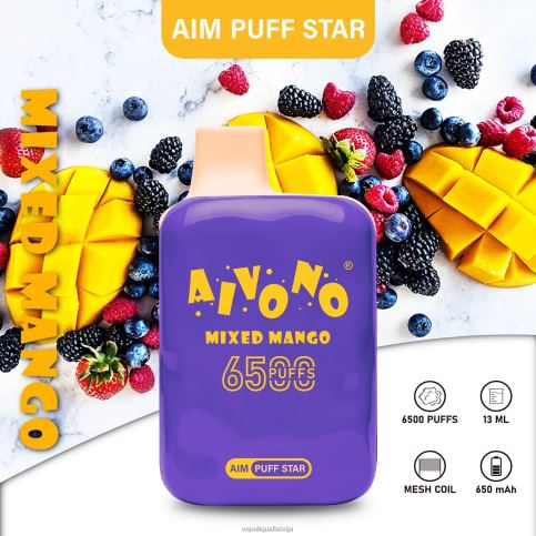 Vape Šķidrumi - jaukts mango Aivono AIM PUFF STAR 6500 8VNV4296