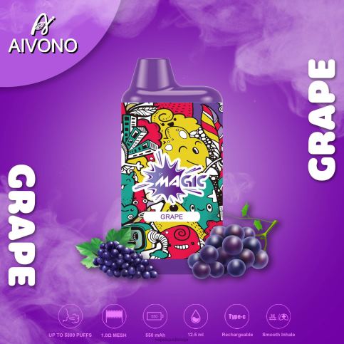 Vape Šķidrumi - vīnogas Aivono AIM MAGIC 5800 mouth box cigarete 8VNV492