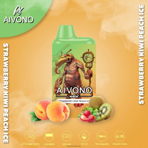 Vape Šķidrumi - zemeņu kivi persiku ledus Aivono AIM MAGIC 5800 mouth box cigarete 8VNV496