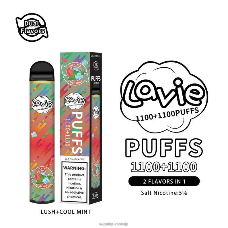 Vape Liquid - sulīgs/vēss piparmētras FT4BL294 LAVIE BAR Switch 2200 uzpūtienu