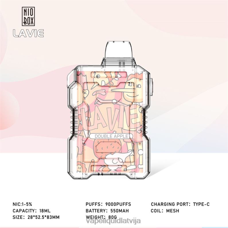 Vape Shop Riga - dubultais ābols FT4BL195 LAVIE NIO BOX 9000 uzpūtienu