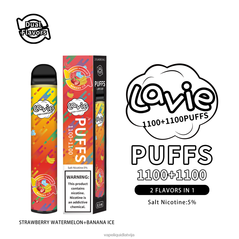Vape Shop Riga - zemeņu arbūzu/banānu ledus FT4BL295 LAVIE BAR Switch 2200 uzpūtienu