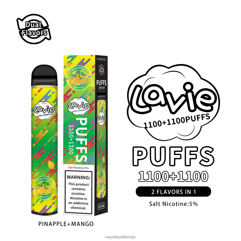 Vape Šķidrumi - ananāss/mango FT4BL296 LAVIE BAR Switch 2200 uzpūtienu