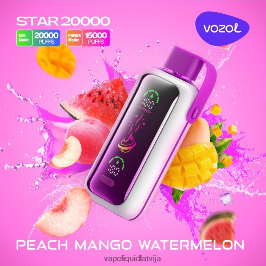 Vape Šķidrumi - persiku mango arbūzs VOZOL STAR 20 000 P6640616