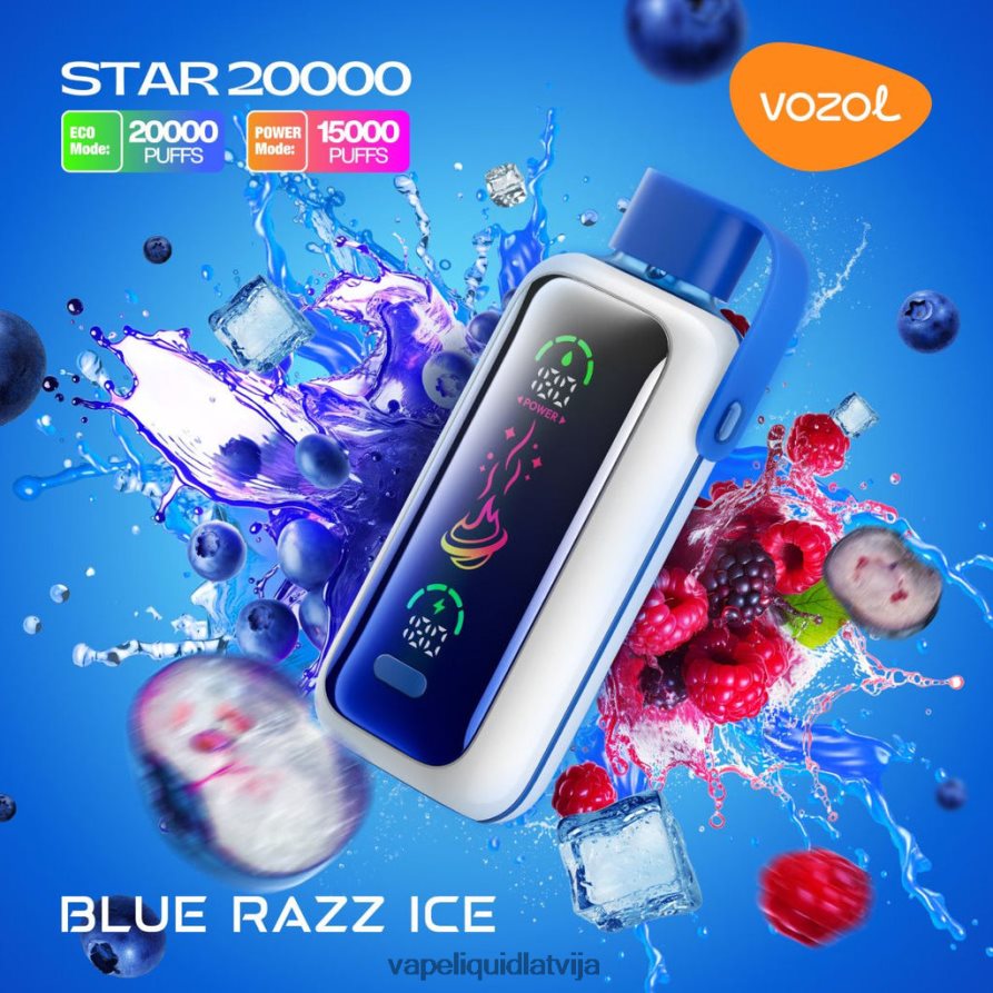 Vape Šķidrumi - zils razz ledus VOZOL STAR 20 000 P664064