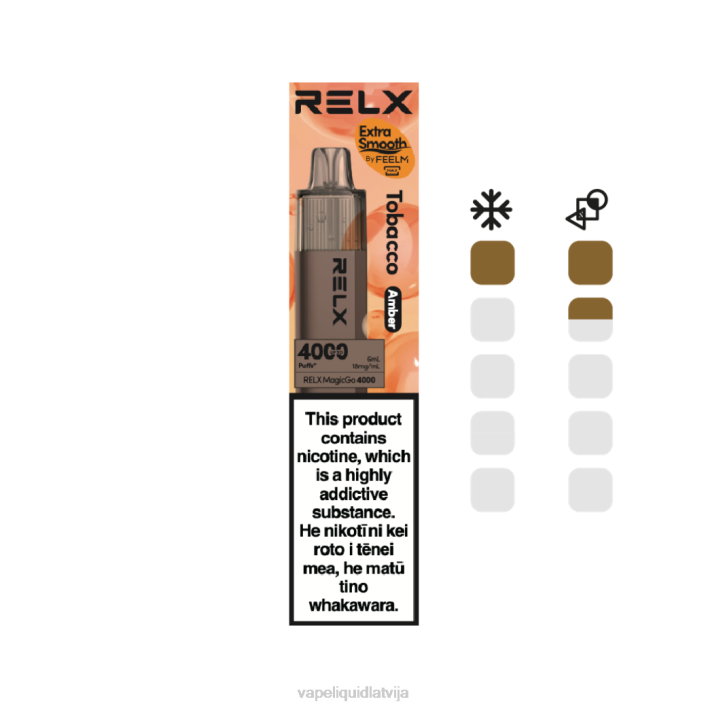 Vape Latvija - RELX MagicGo 4000 vienreizējās lietošanas vape tabaka (dzintars) ZX085