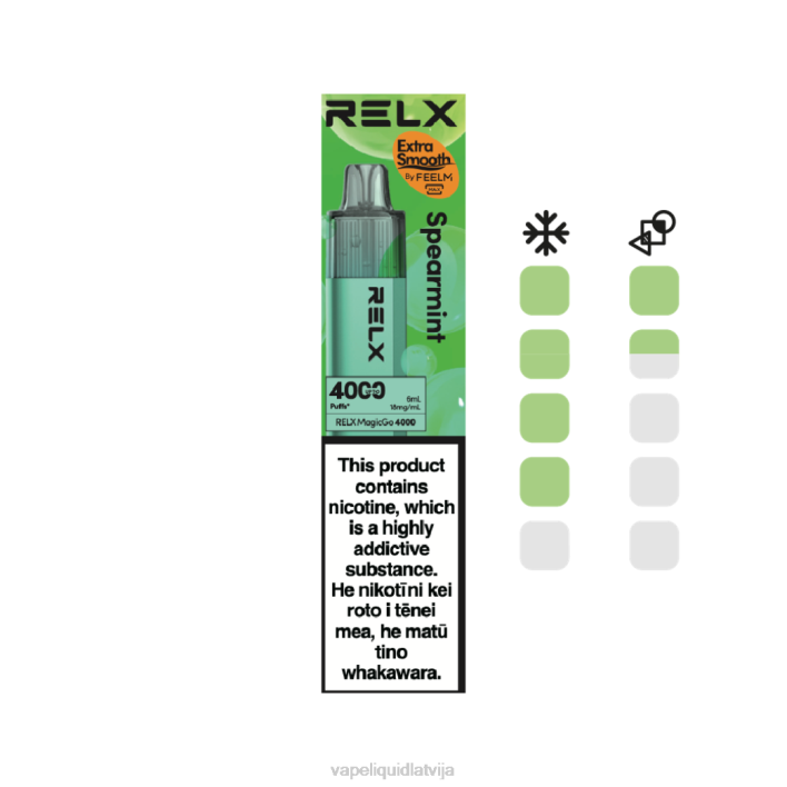 Vape Shop Riga - RELX MagicGo 4000 vienreizējās lietošanas vape piparmētra ZX083